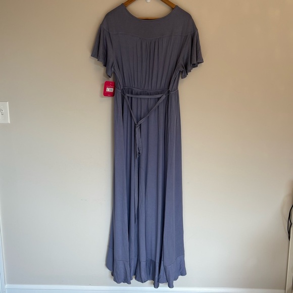 NWT Isabel Maternity Dusty Blue Maxi Dress with Ruffles - XL - Picture 5 of 5